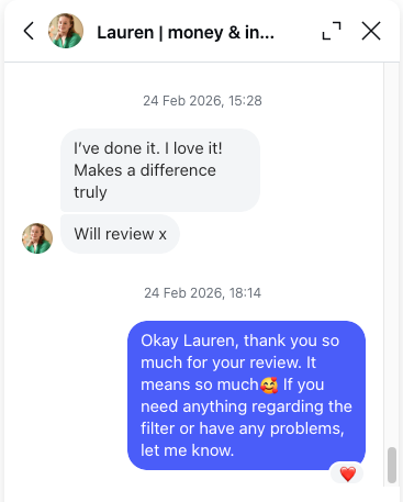 Instagram DM from @learningmoneylauren
